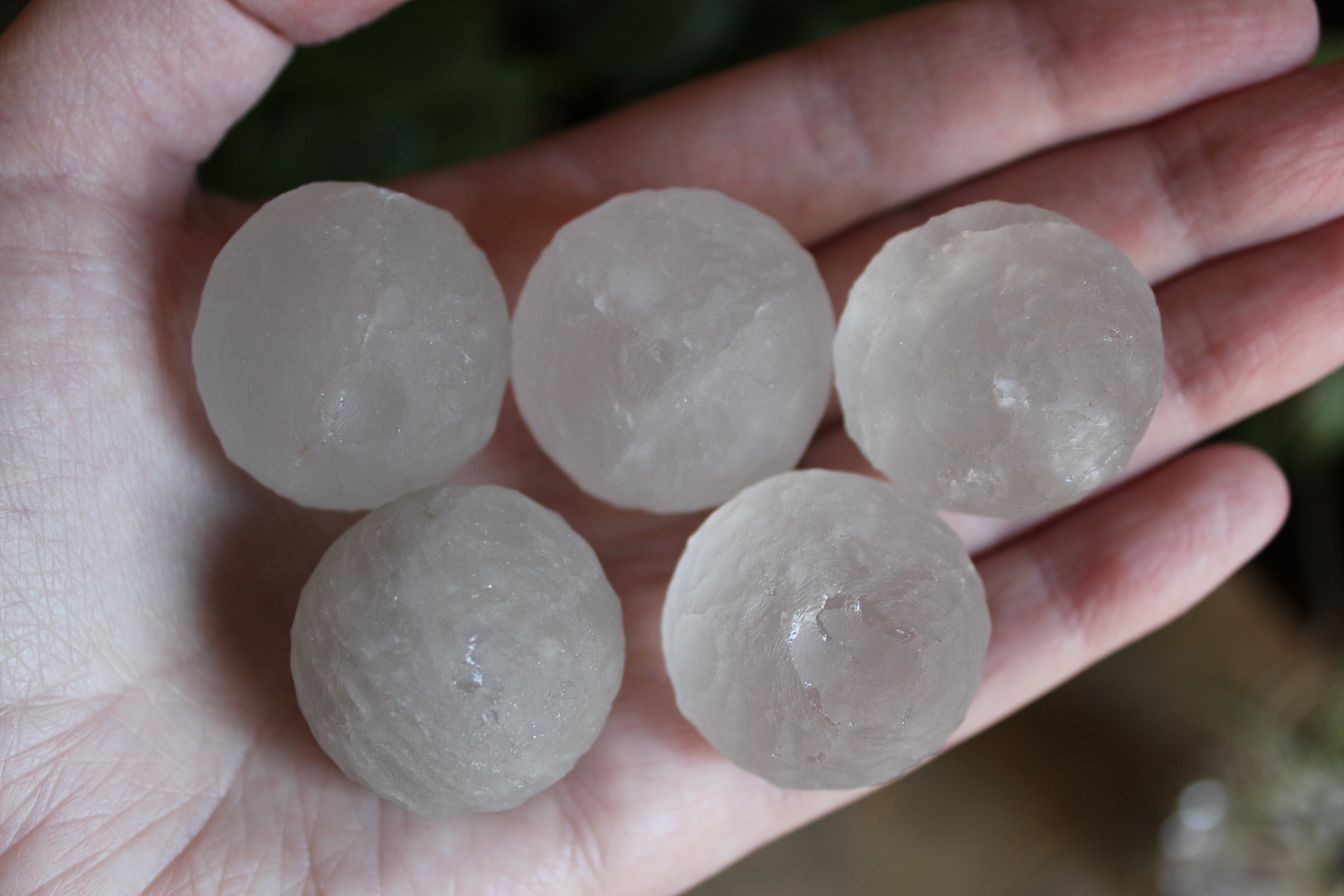 Rose, clear, and smoky quartz moon sphere