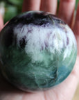Fluorite sphere with calcite snowflakes 2