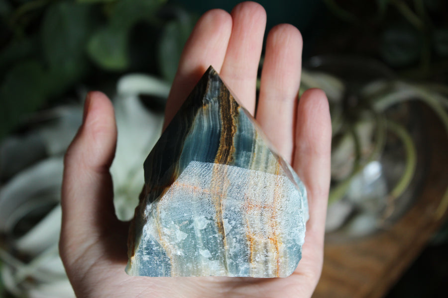 Semi polished blue onyx tower 10