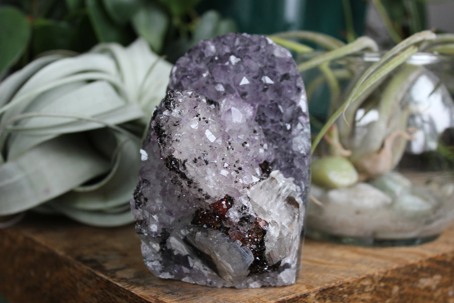 Amethyst cut base with calcite 12