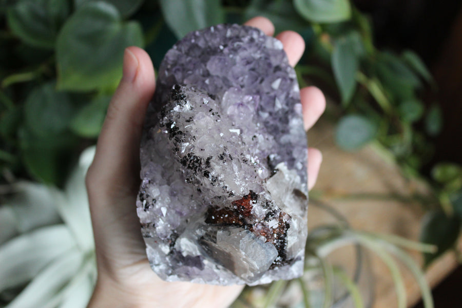 Amethyst cut base with calcite 12