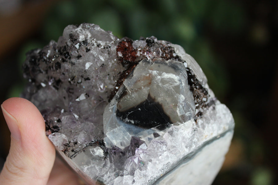 Amethyst cut base with calcite 12