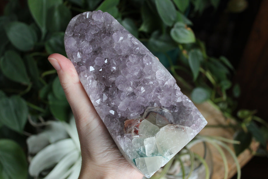 Amethyst cut base with calcite 13
