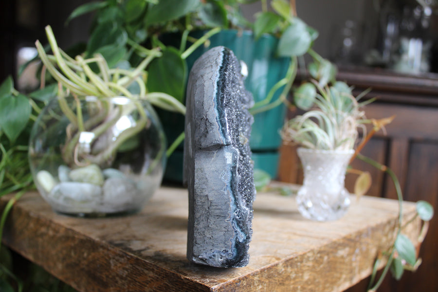 Black amethyst with calcite elephant 1 sale