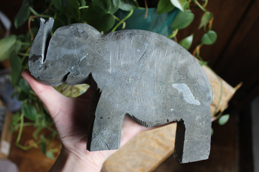 Black amethyst with calcite elephant 1 sale