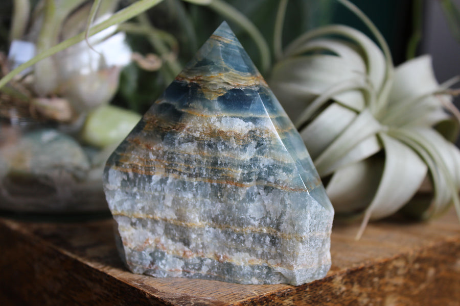 Semi polished blue onyx tower 7