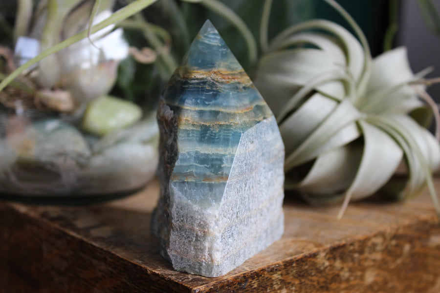 Semi polished blue onyx tower 7