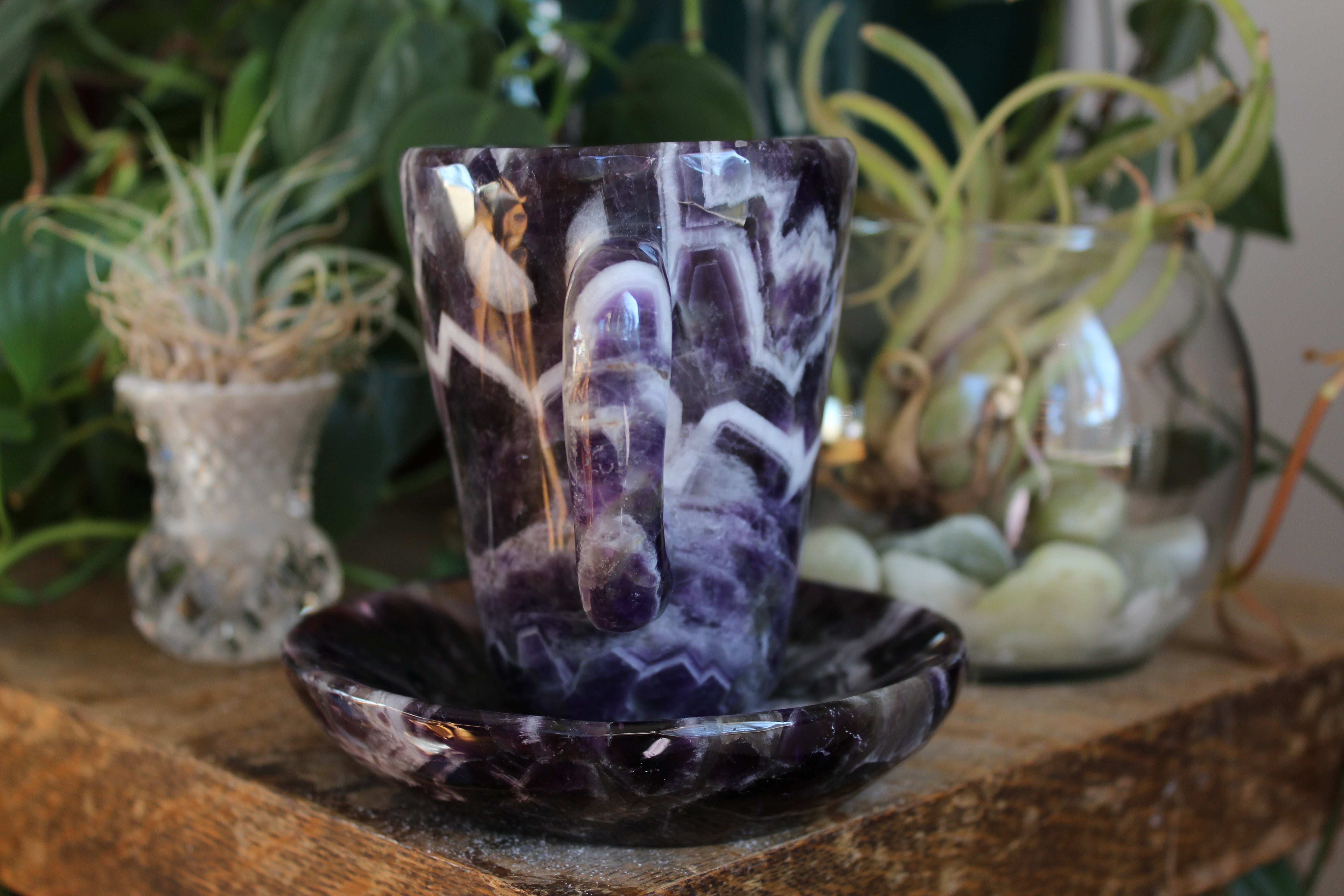 Chevron amethyst tea cup and saucer 2 sale
