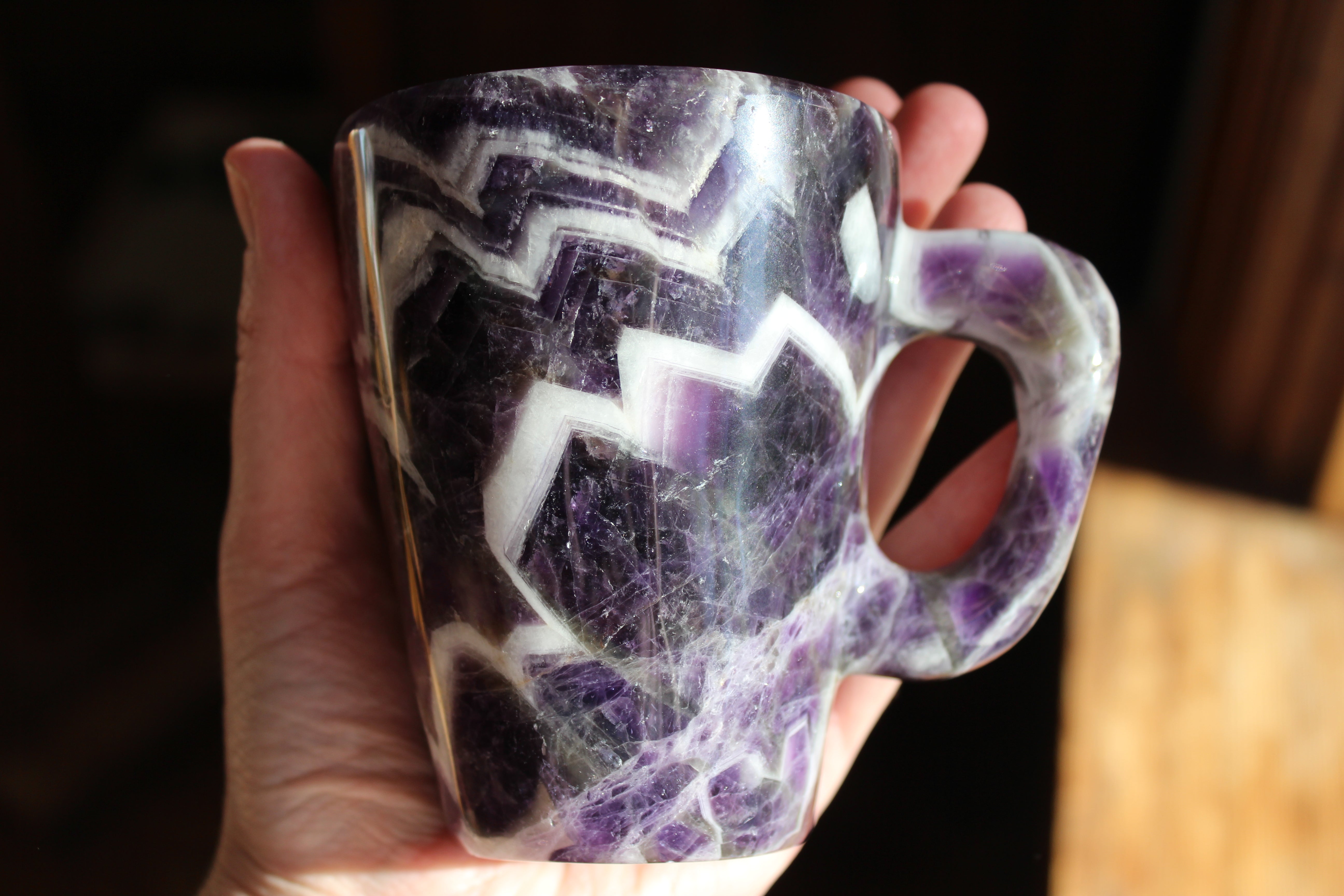 Chevron amethyst tea cup and saucer 2 sale