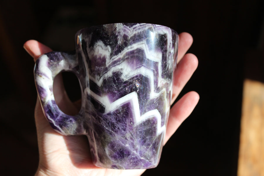 Chevron amethyst tea cup and saucer 2 sale