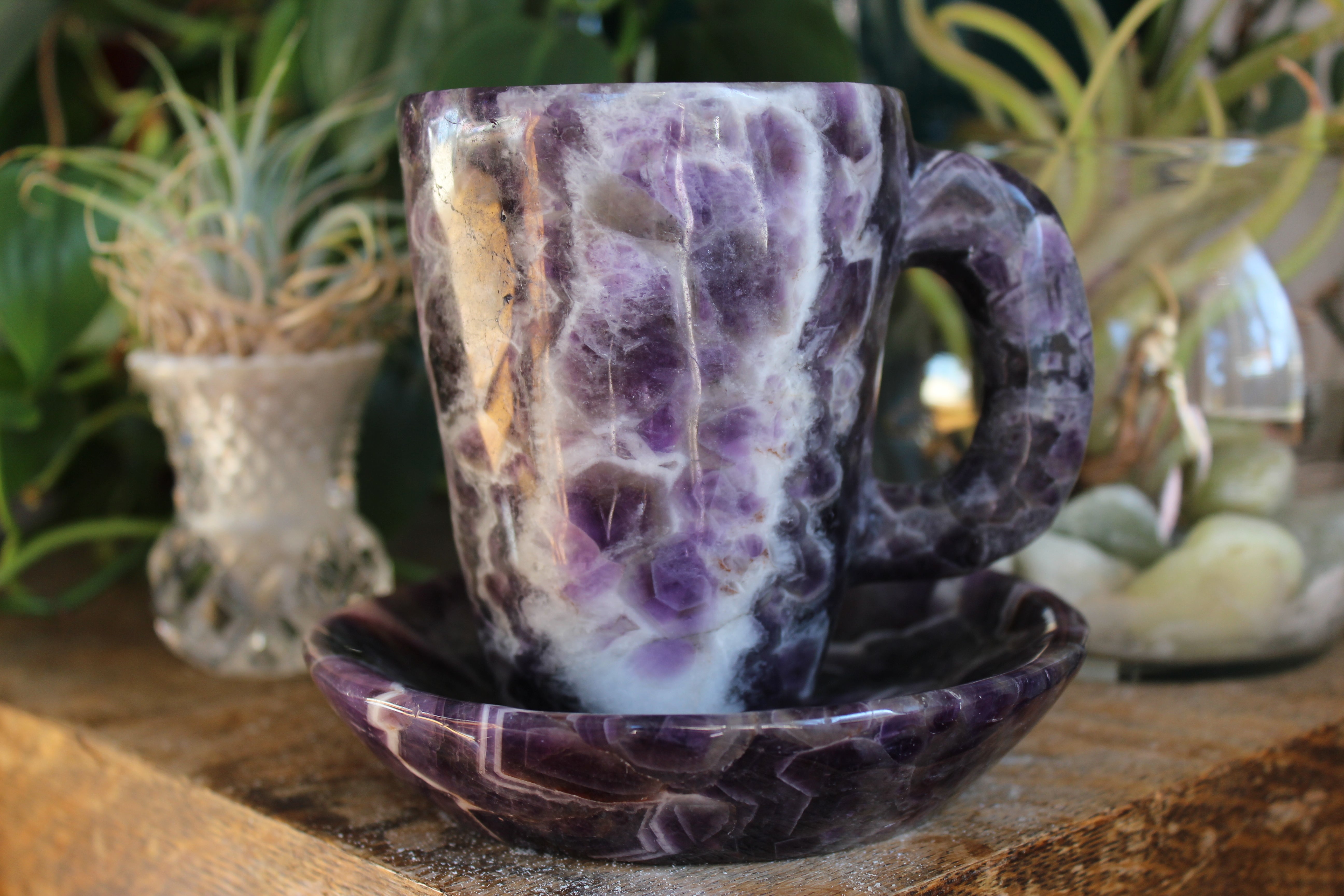 Chevron amethyst tea cup and saucer 3 sale
