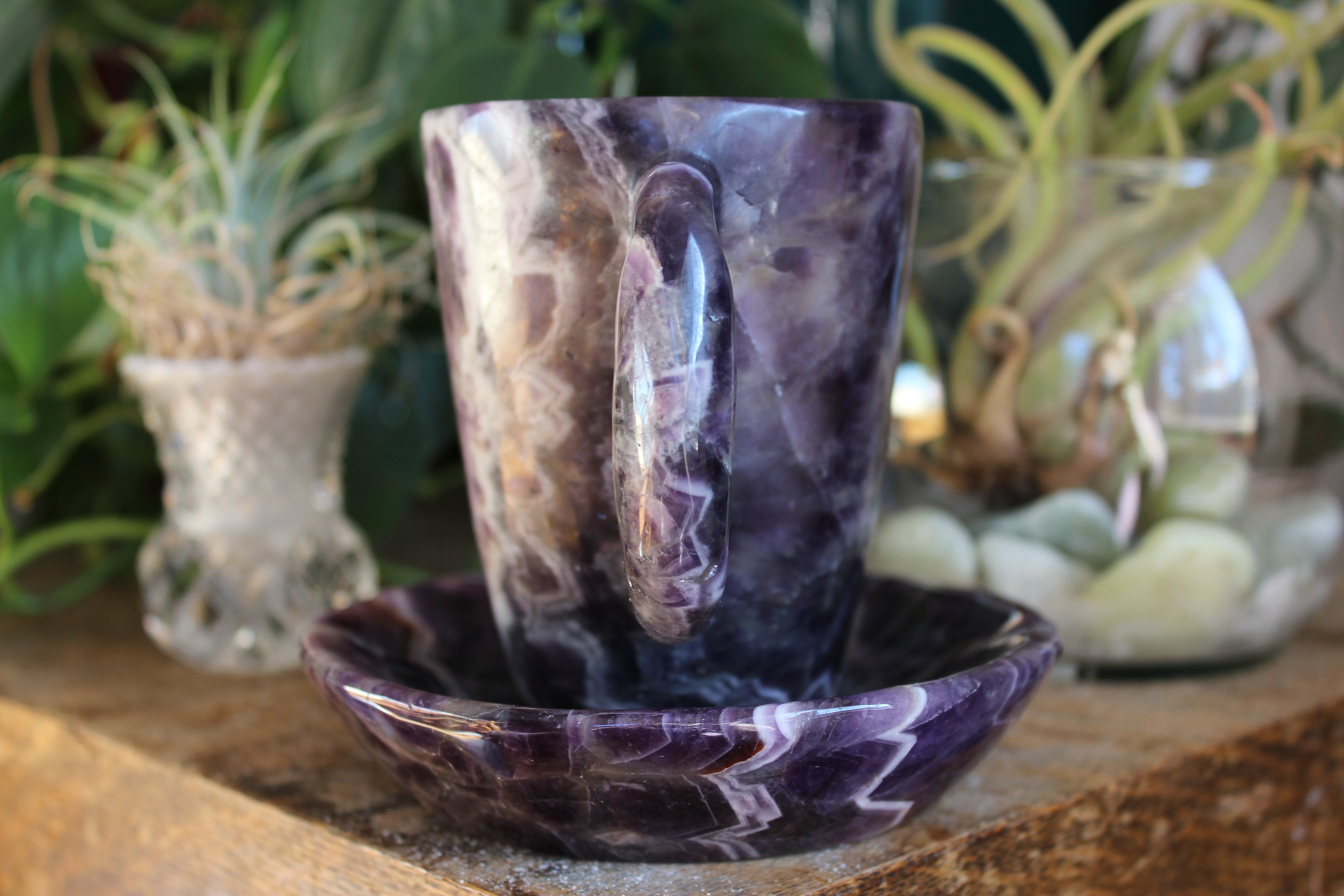 Chevron amethyst tea cup and saucer 3 sale
