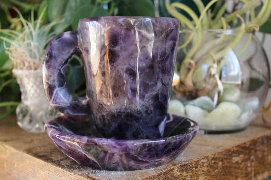 Chevron amethyst tea cup and saucer 3 sale