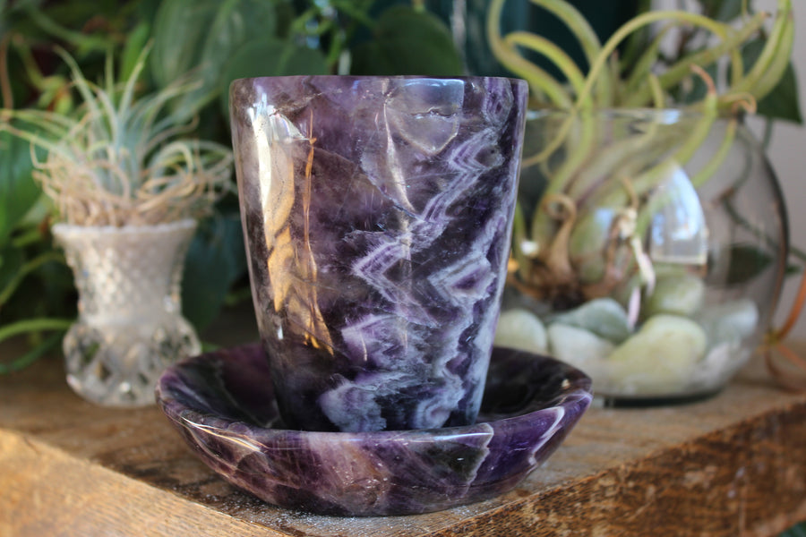 Chevron amethyst tea cup and saucer 3 sale