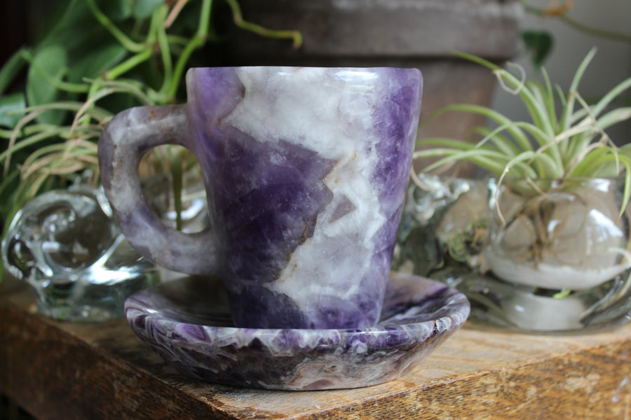 Chevron amethyst tea cup and saucer 1 sale