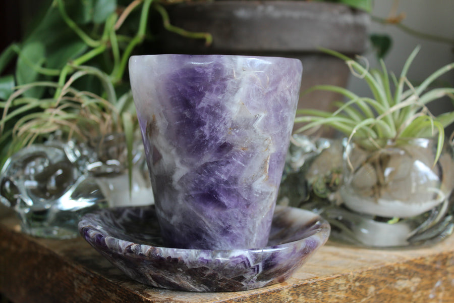 Chevron amethyst tea cup and saucer 1 sale