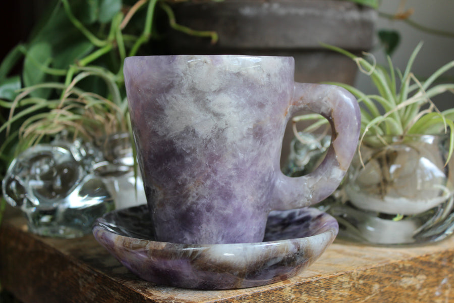 Chevron amethyst tea cup and saucer 1 sale
