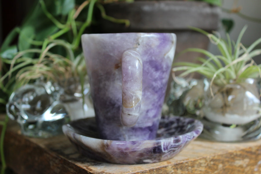 Chevron amethyst tea cup and saucer 1 sale