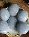 Blue calcite pocket stone