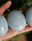 Blue calcite pocket stone