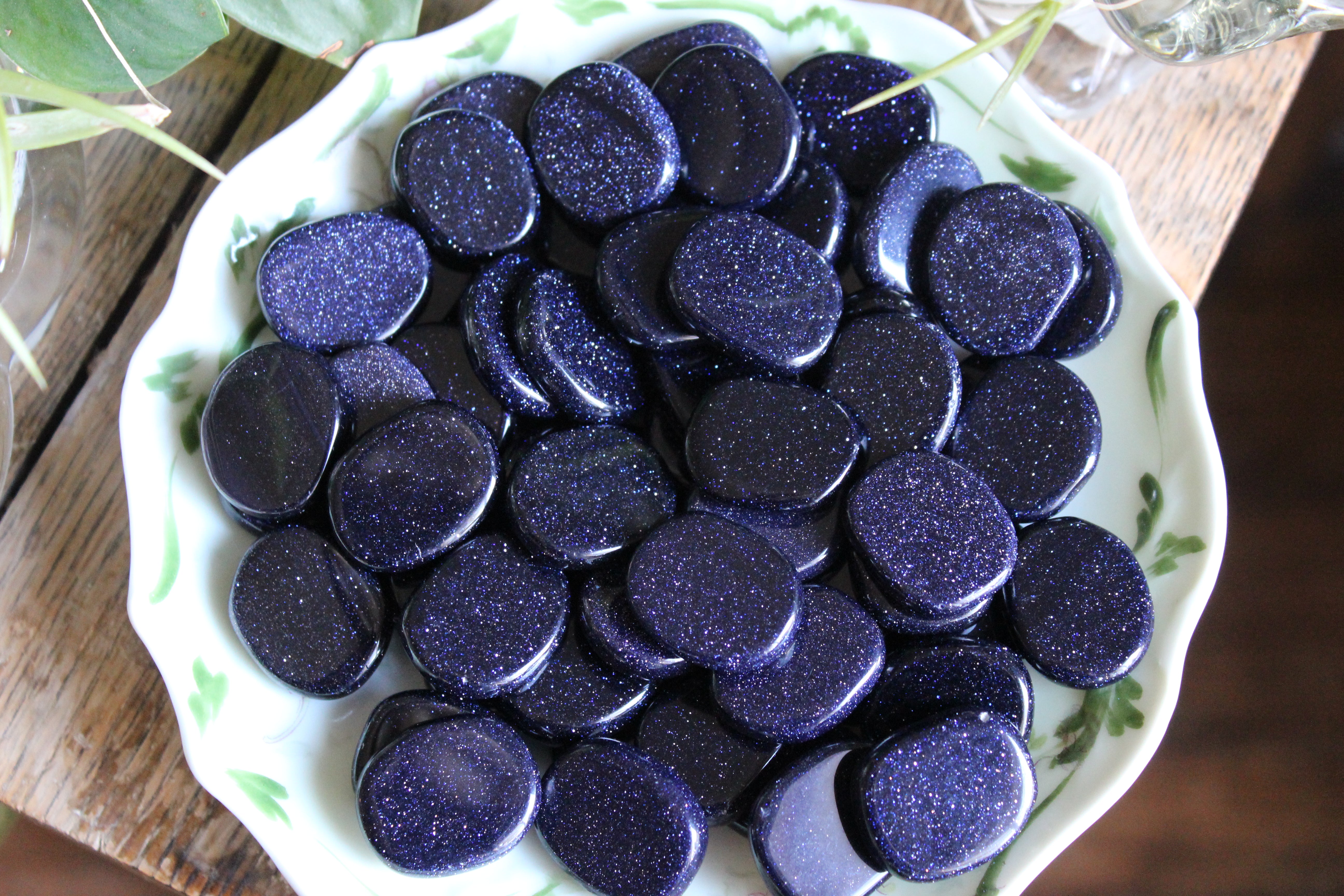 Blue goldstone pocket stones (Set of 3)