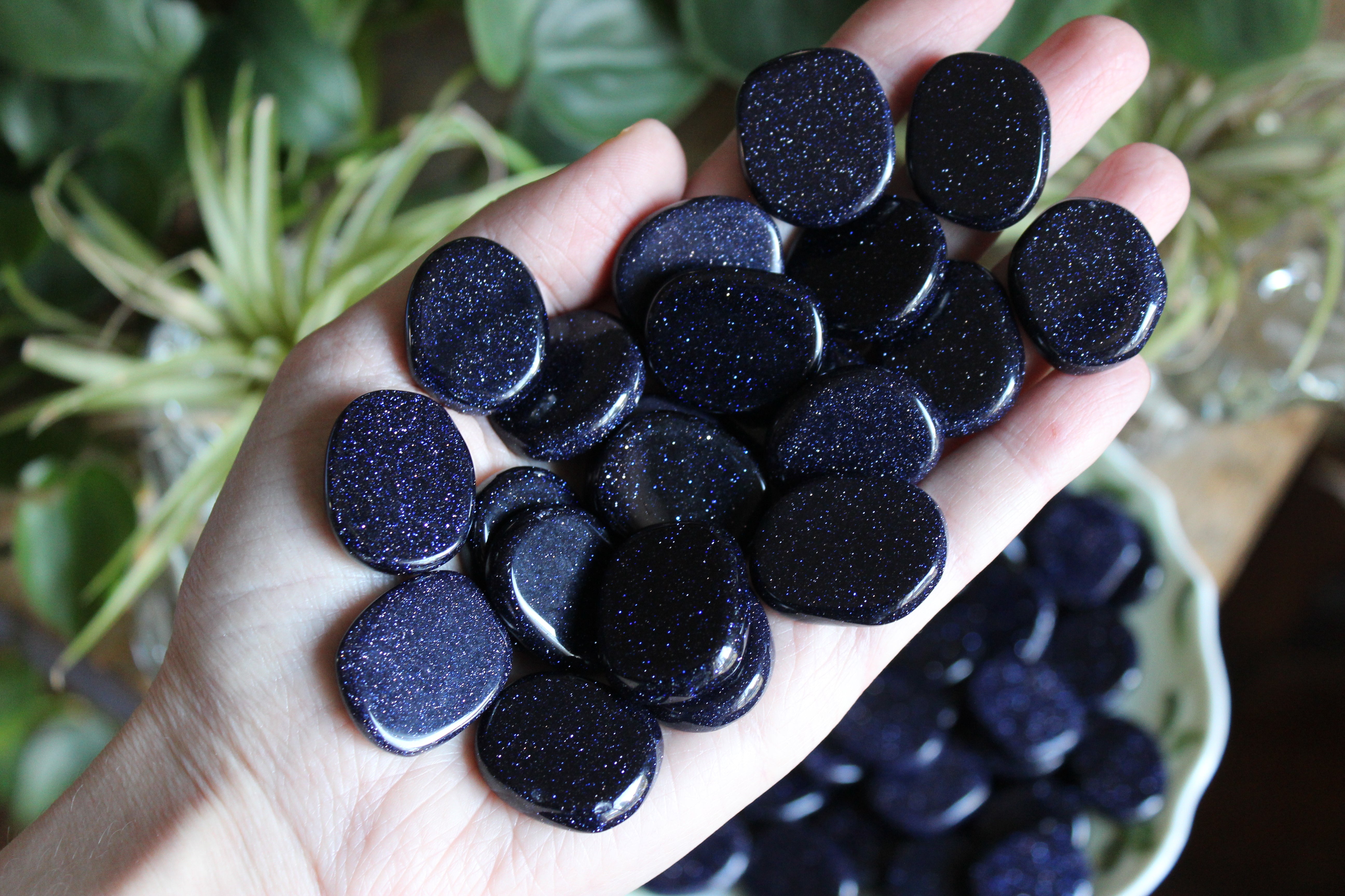 Blue goldstone pocket stones (Set of 3)